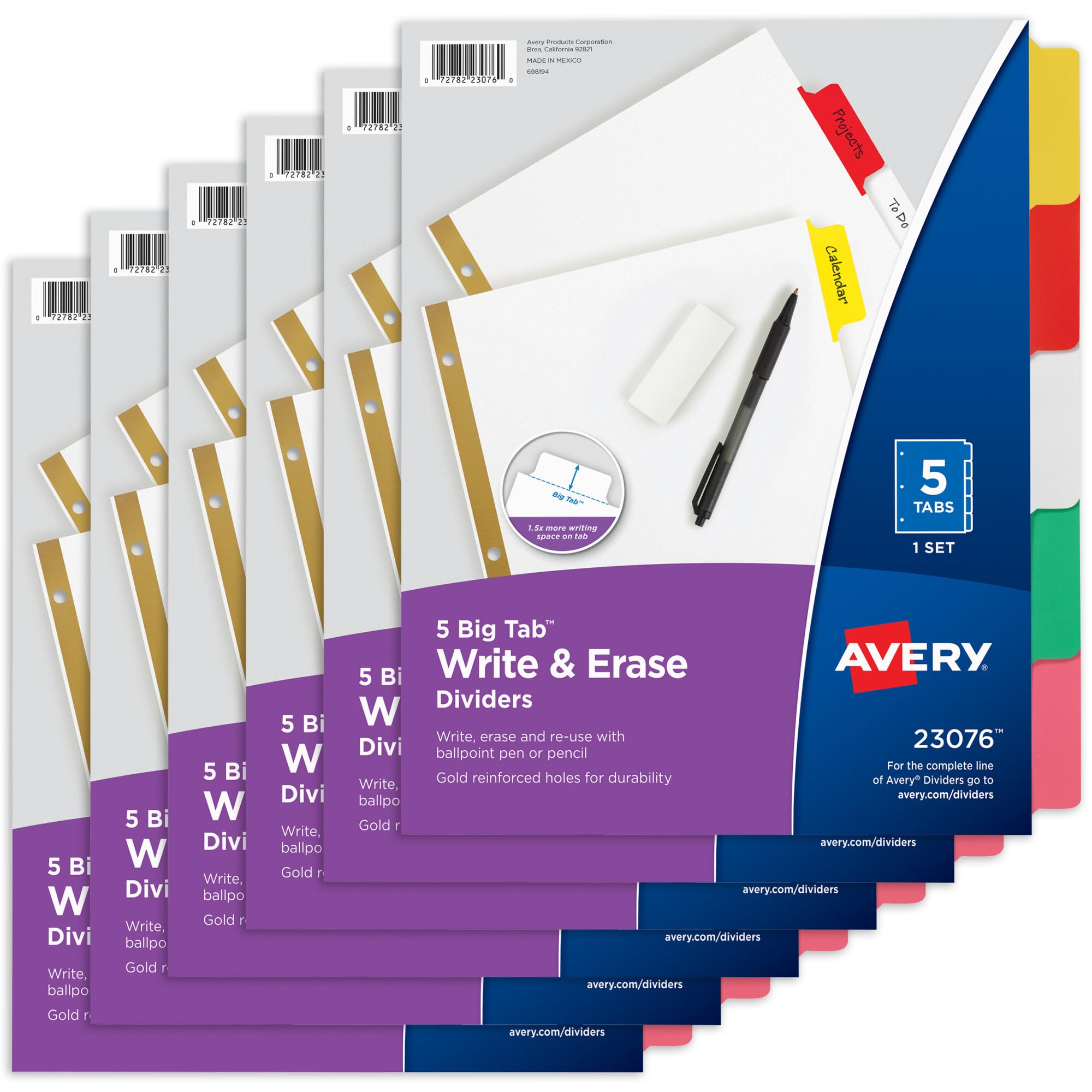 Amazon.com : Avery Big Tab Write & Erase Dividers, 5-Tab